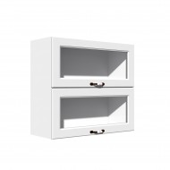Corp superior vitrina 80 cu 2 usi orizontale Zebra MDF alb Corp superior vitrina 80 cu 2 usi orizontale Zebra MDF alb